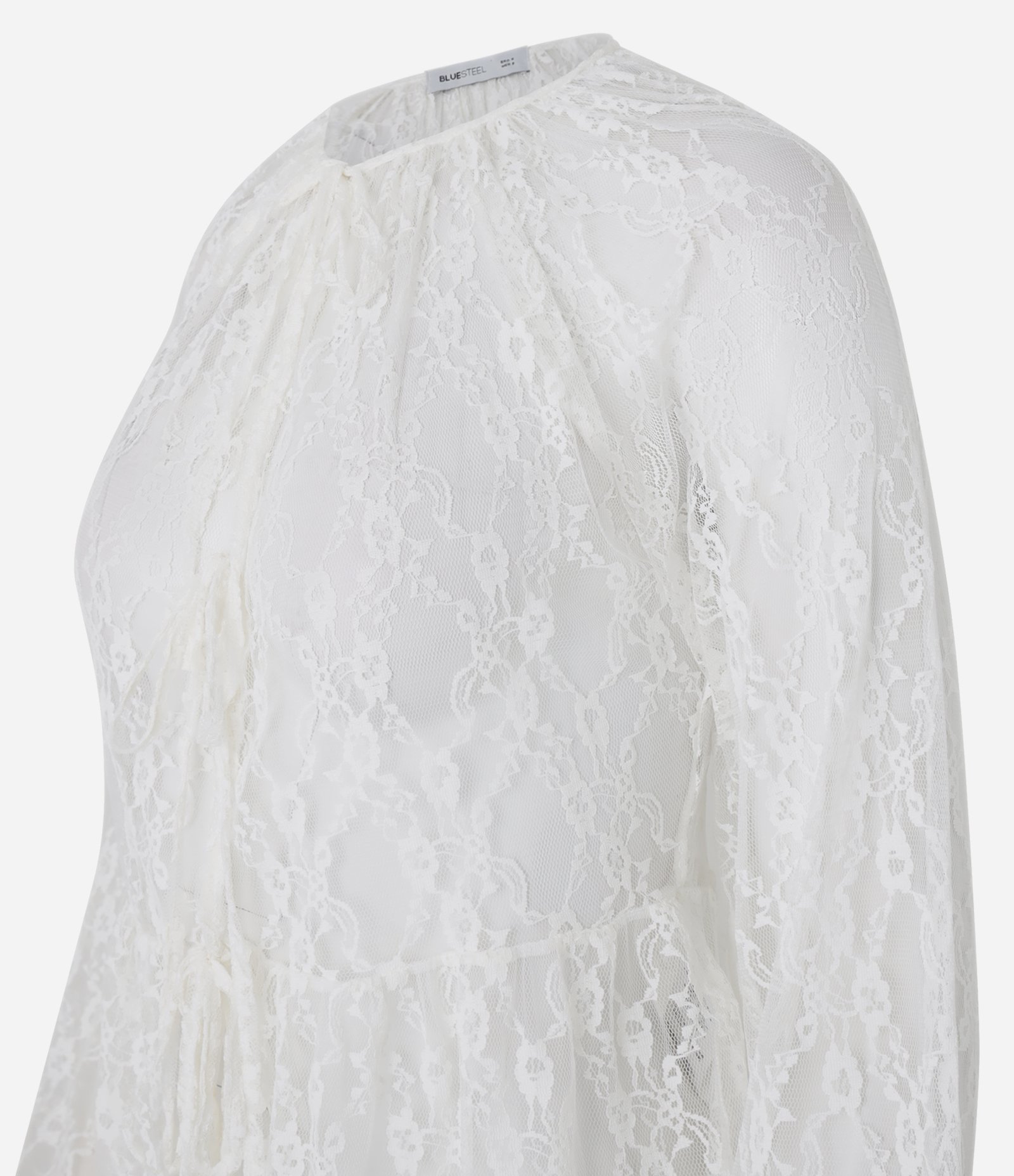 Blusa Bata em Renda com Amarração Frontal Branco 6