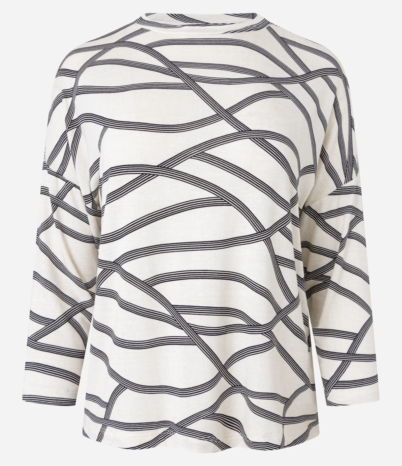 Blusa em Viscose com Manga 7/8 e Estampa Geométrica Off White 1