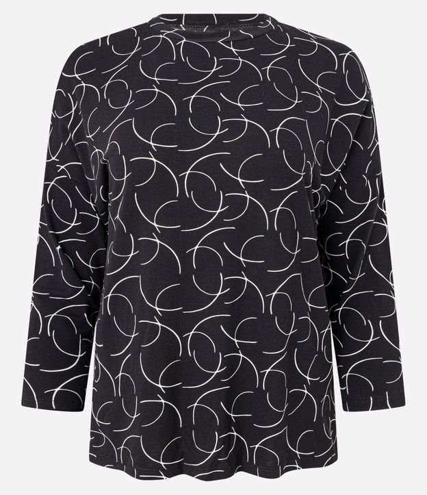 Blusa em Viscose com Manga 7/8 e Estampa Geométrica