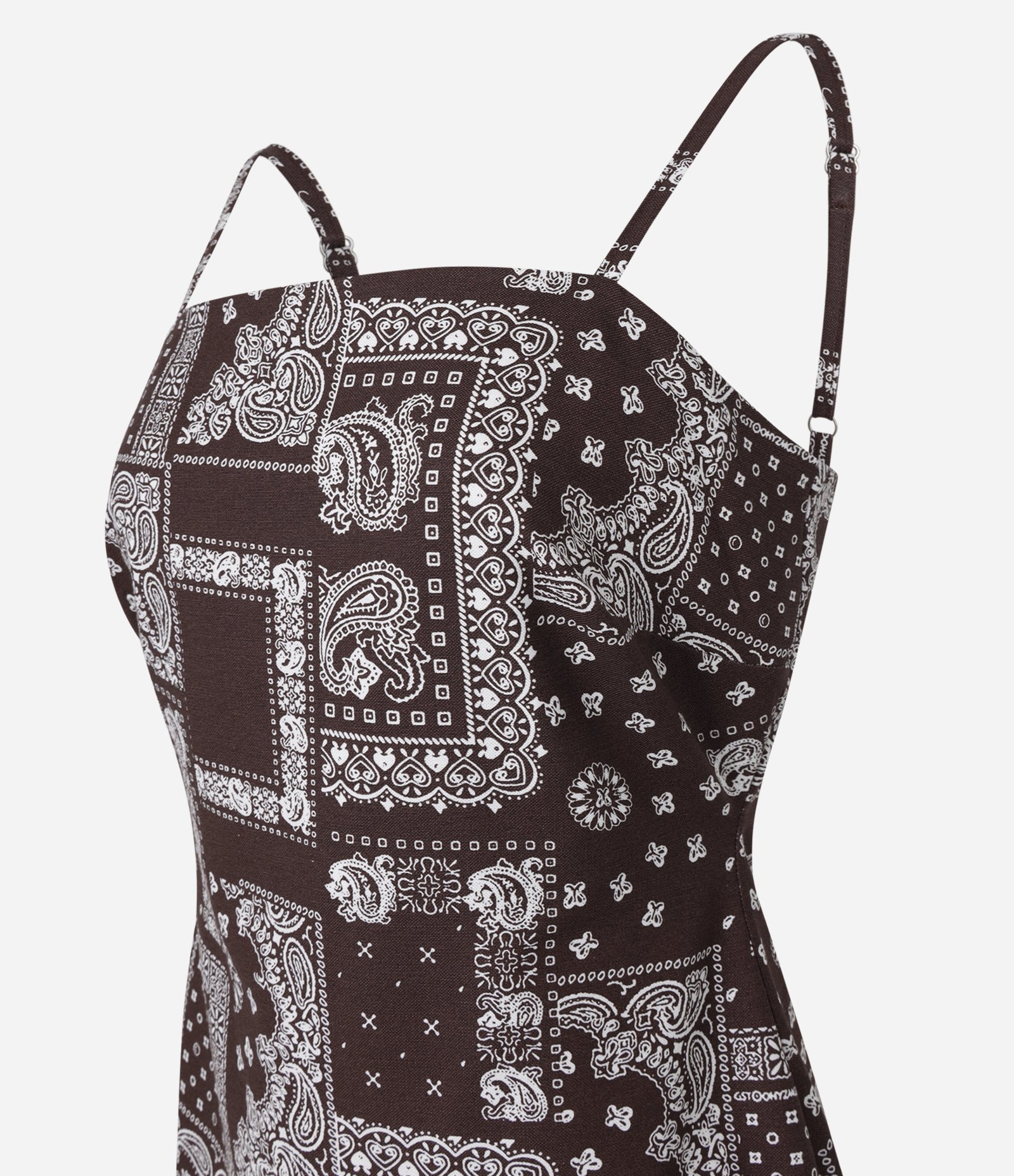 Vestido Curto em Viscolinho com Estampa Lenço Marrom 7