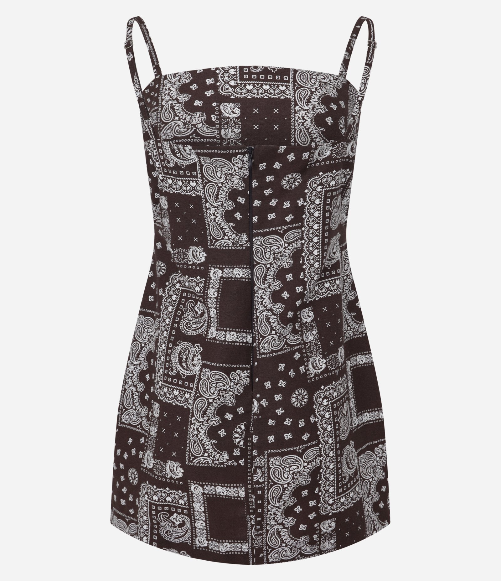 Vestido Curto em Viscolinho com Estampa Lenço Marrom 8