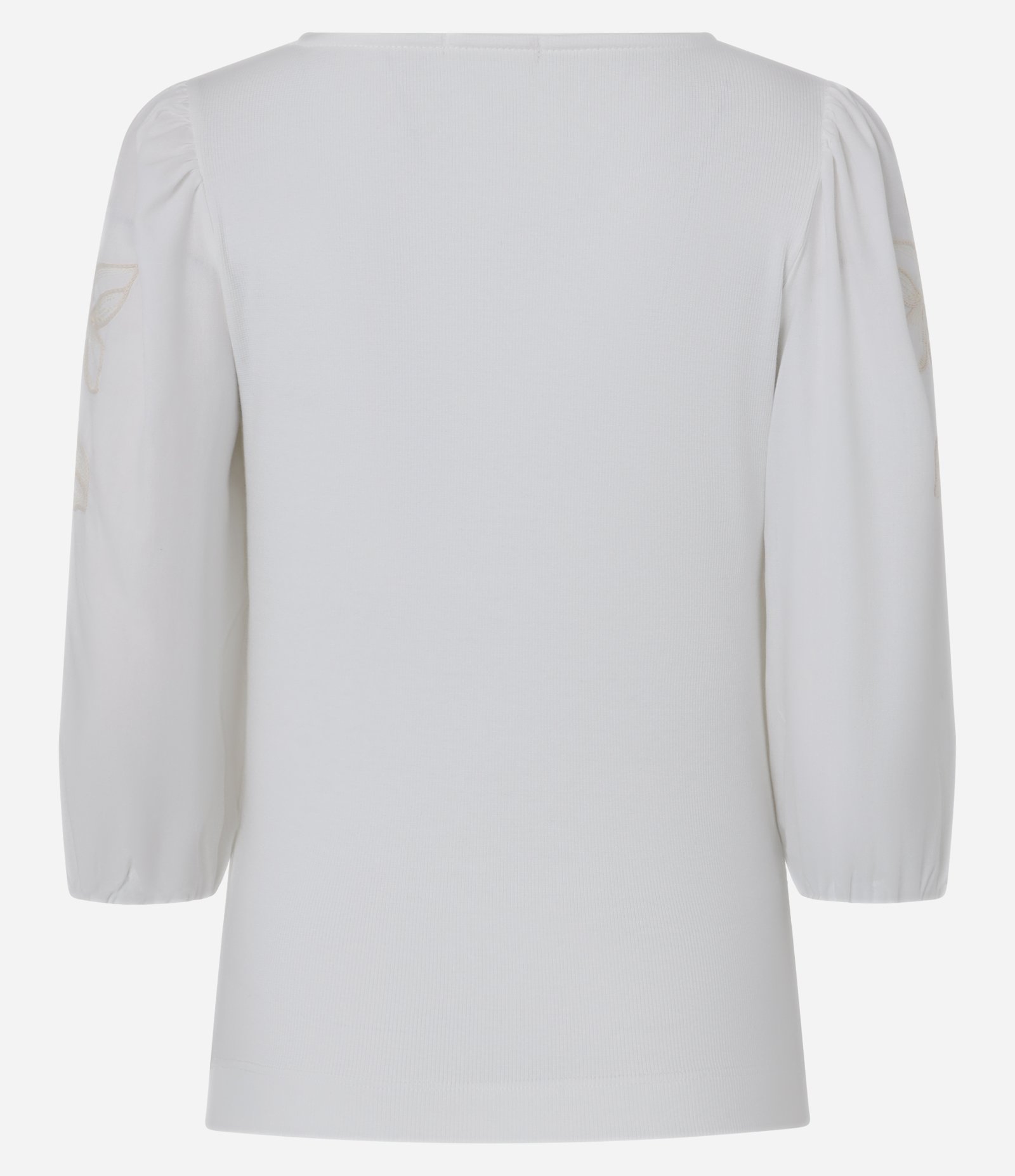 Blusa em Ribana com Bordado Floral Branco 3