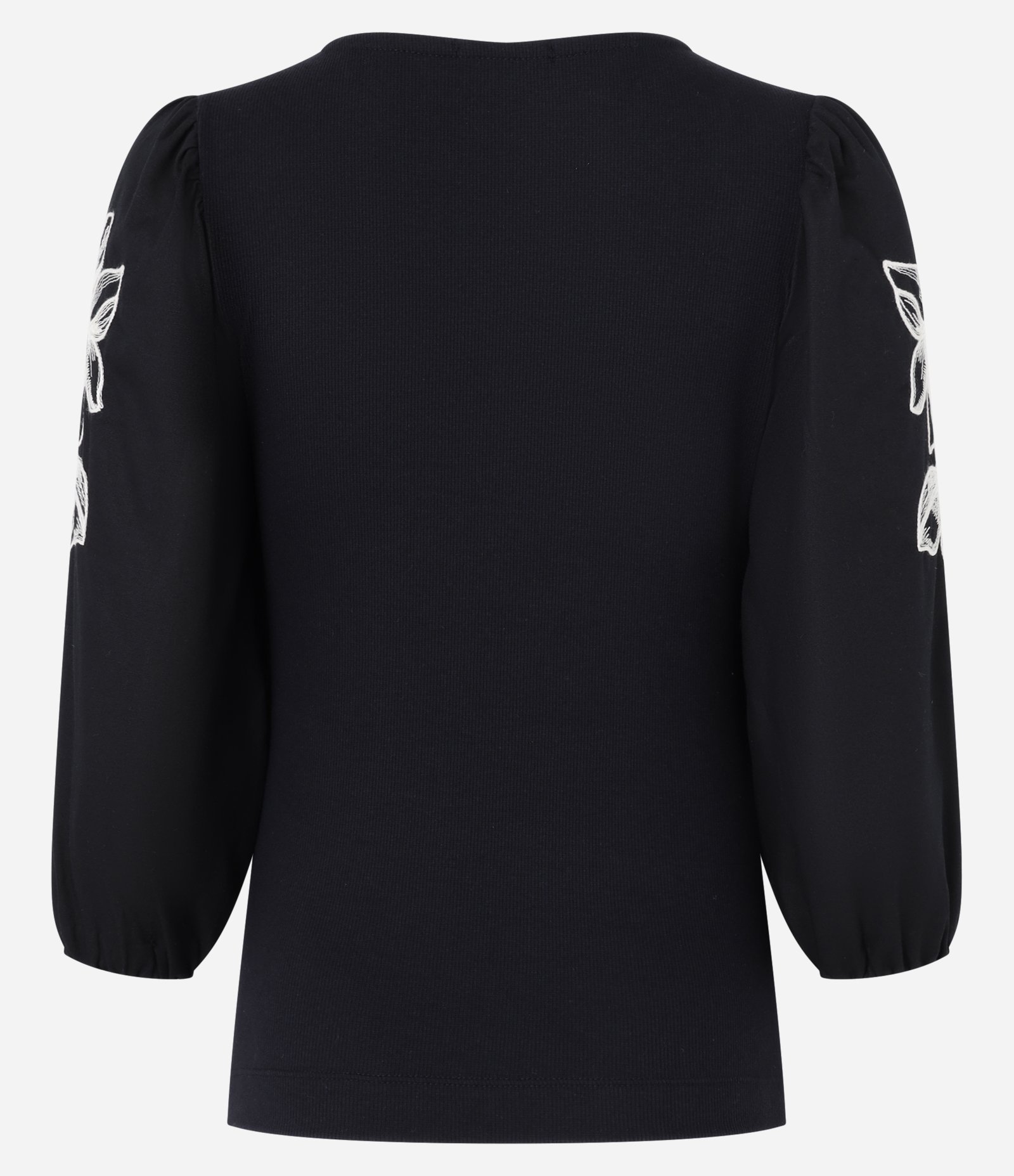Blusa em Ribana com Bordado Floral Preto 3