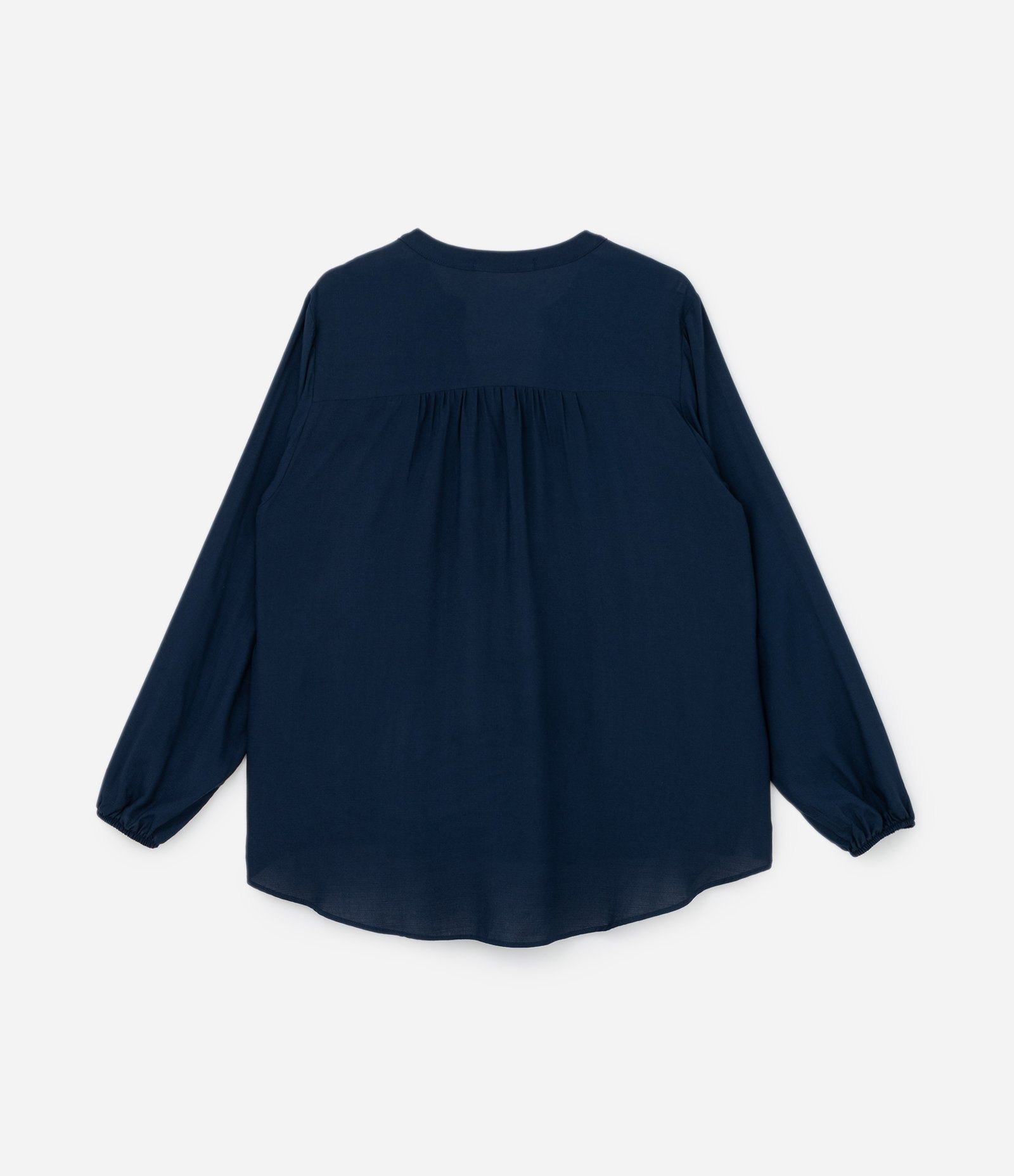 Camisa em Chalis com Elástico no Punho Curve & Plus Size Azul Escuro 5