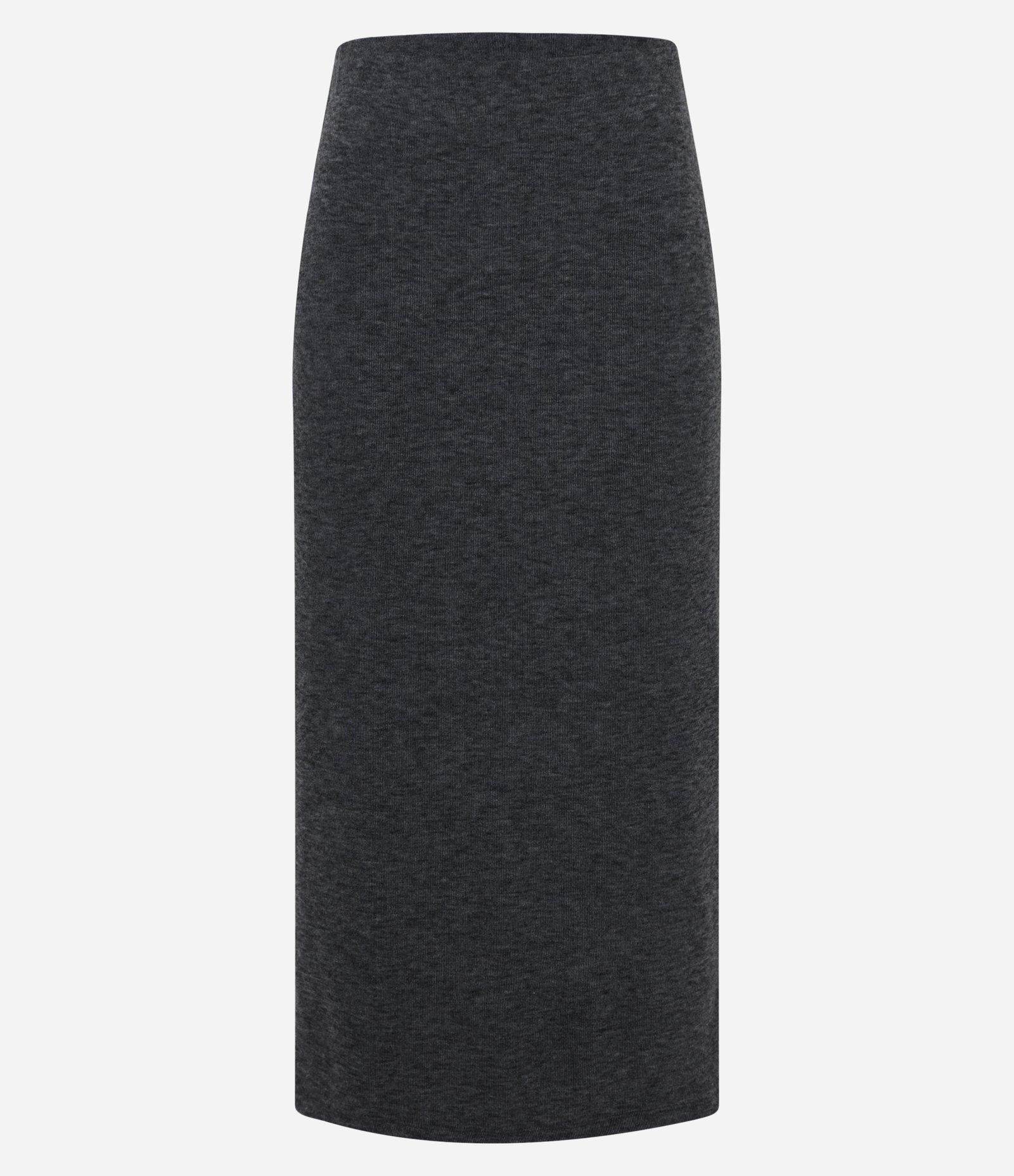 Saia Reta Midi com Malha Brushed com Elástico na Cintura Cinza Escuro 7