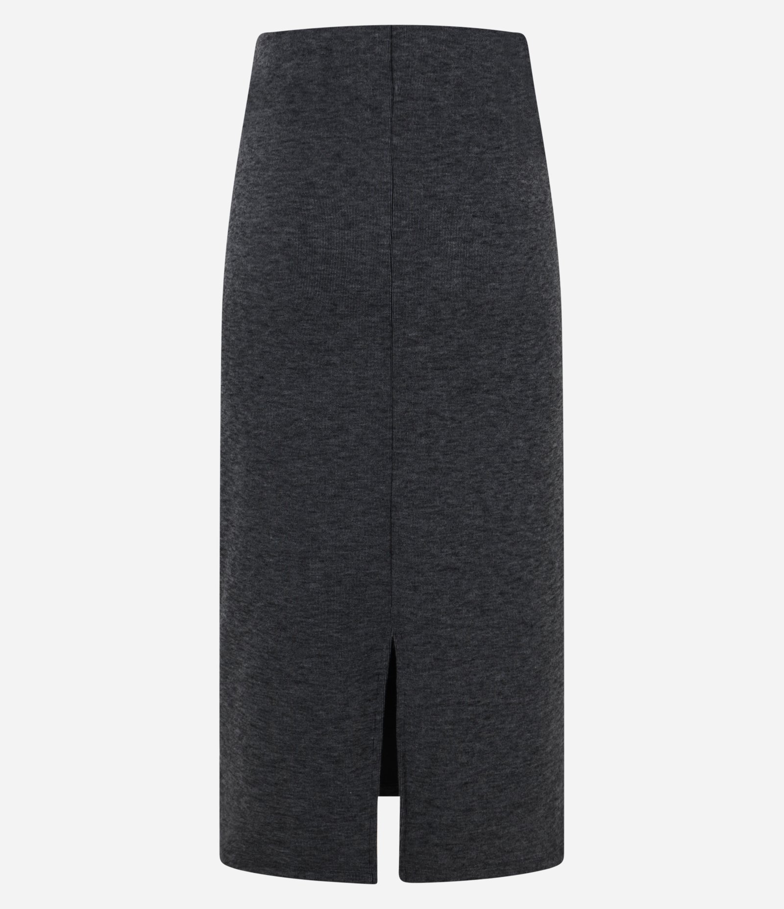 Saia Reta Midi com Malha Brushed com Elástico na Cintura Cinza Escuro 8