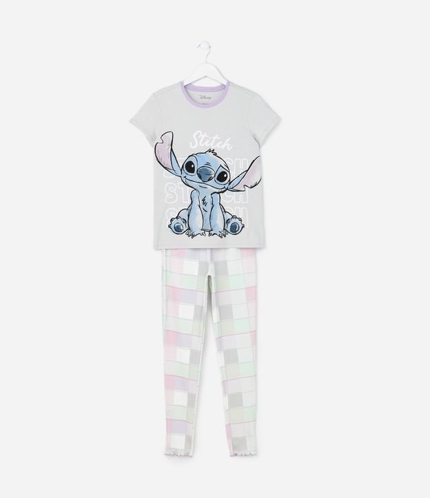 Pijama Longo Infantil em Algodão com Estampa Stitch - Tam 5 ao 14 Anos