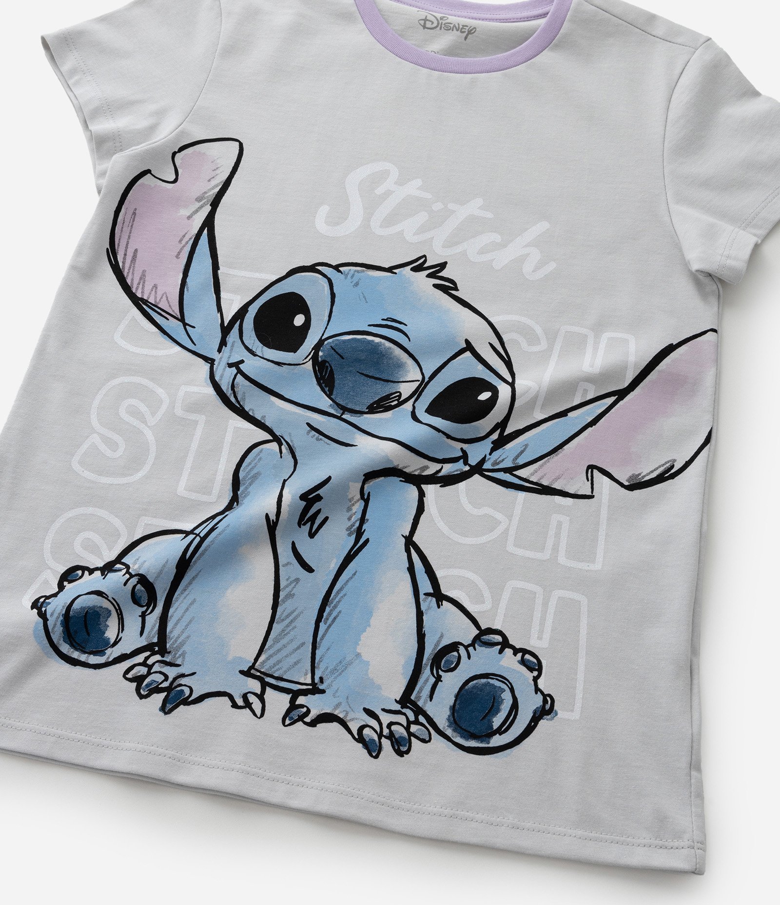 Pijama Longo Infantil em Algodão com Estampa Stitch - Tam 5 ao 14 Anos Cinza 5