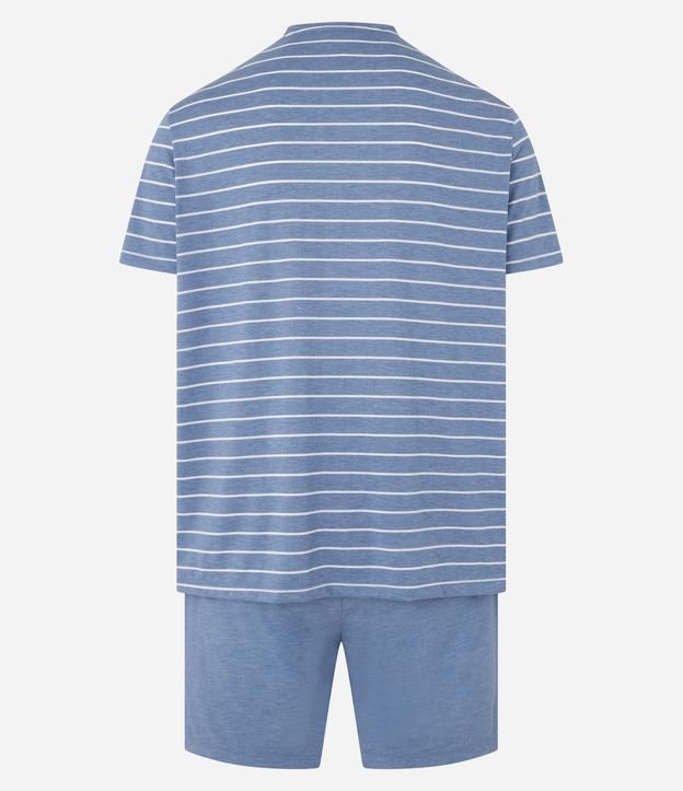 Pijama Curto em Poliviscose com Estampa Listrada