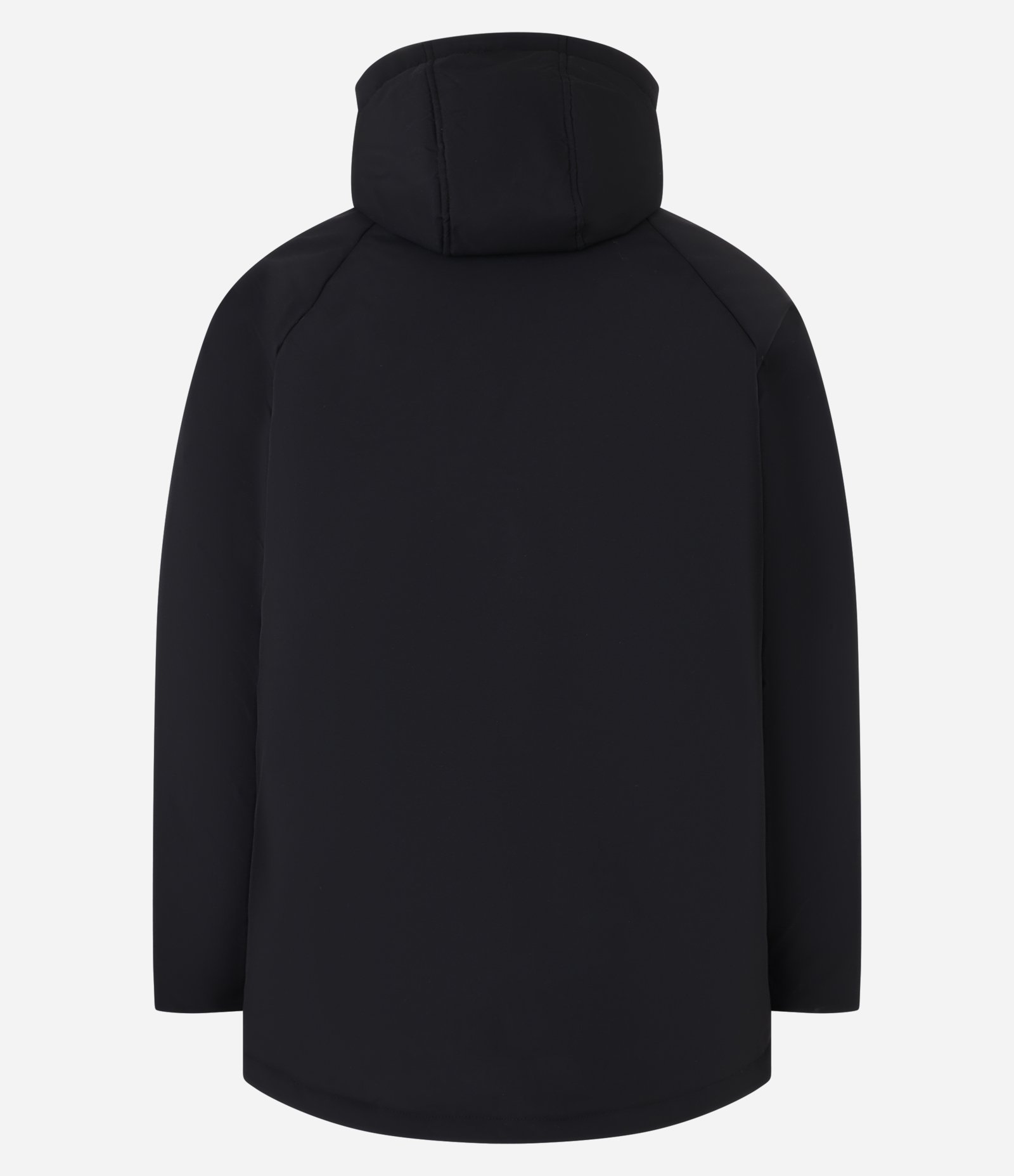 Jaqueta Parka em Poliamida com Capuz e Bolsos de Lapela Preto 8