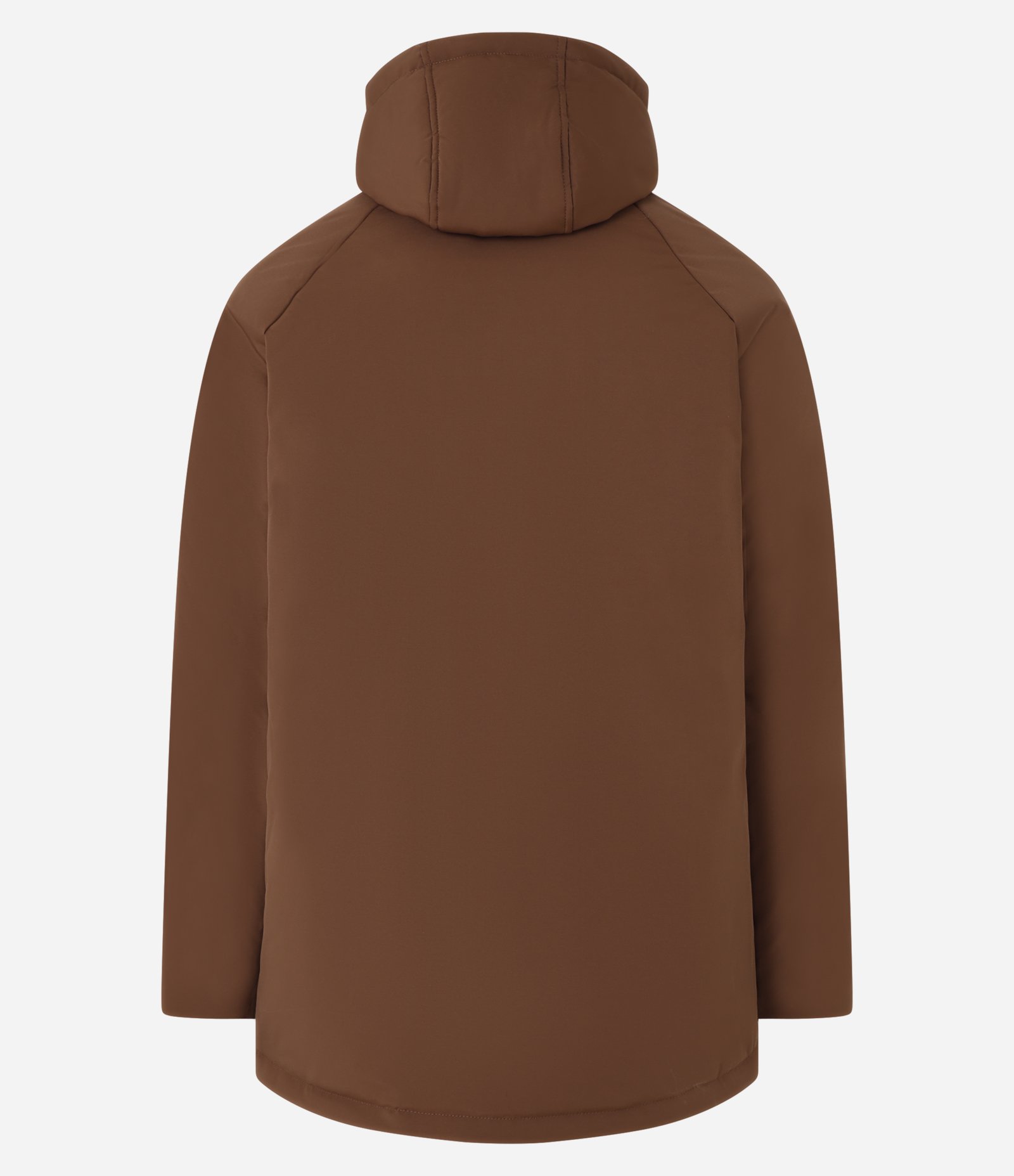 Jaqueta Parka em Poliamida com Capuz e Bolsos de Lapela Marrom 7