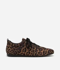 Tênis Chuteira em PU Sola Flat Animal Print