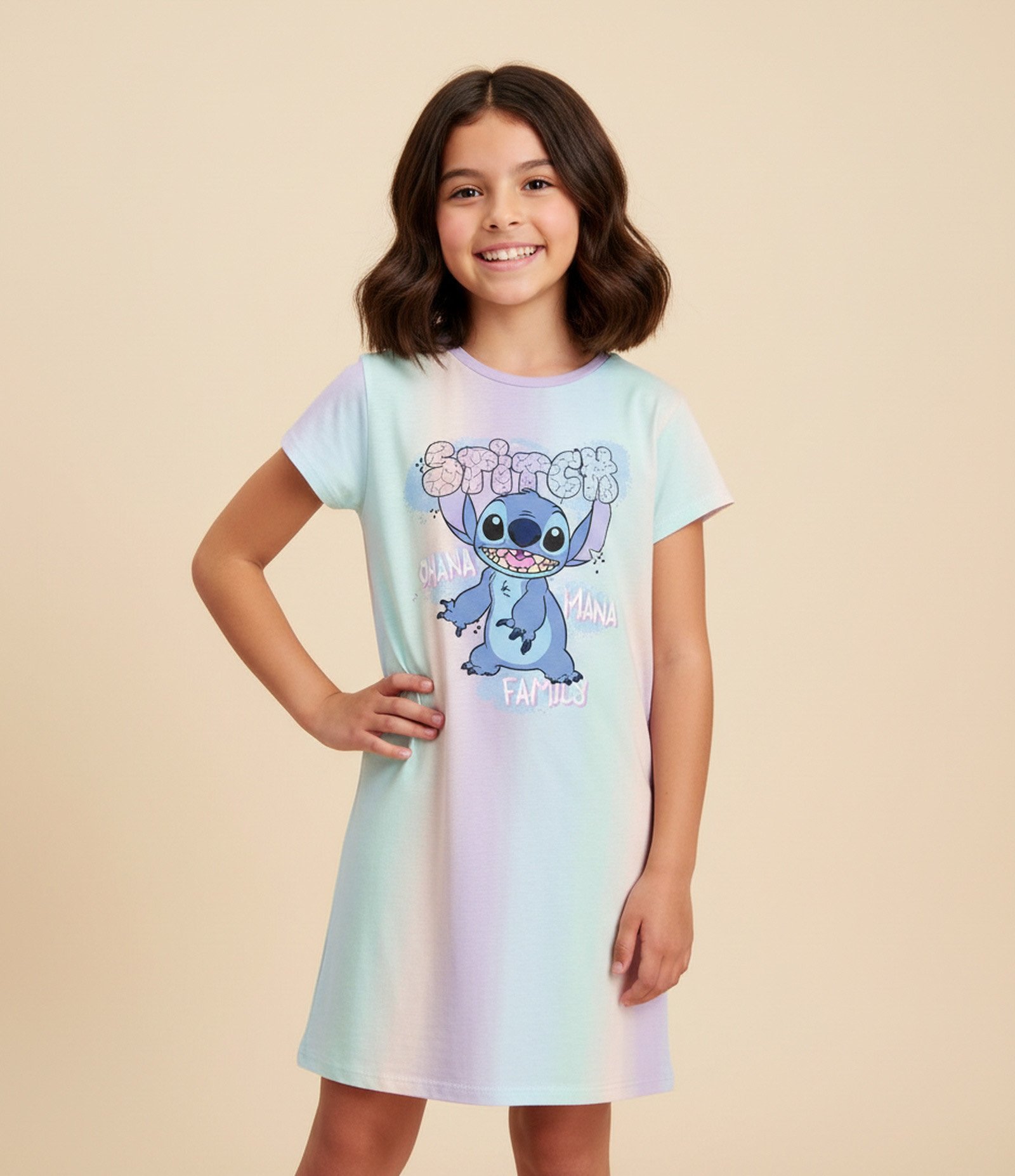 Camisola Infantil Estampa Tie-Dye Stitch - Tam 5 a 14 anos Multicores 1