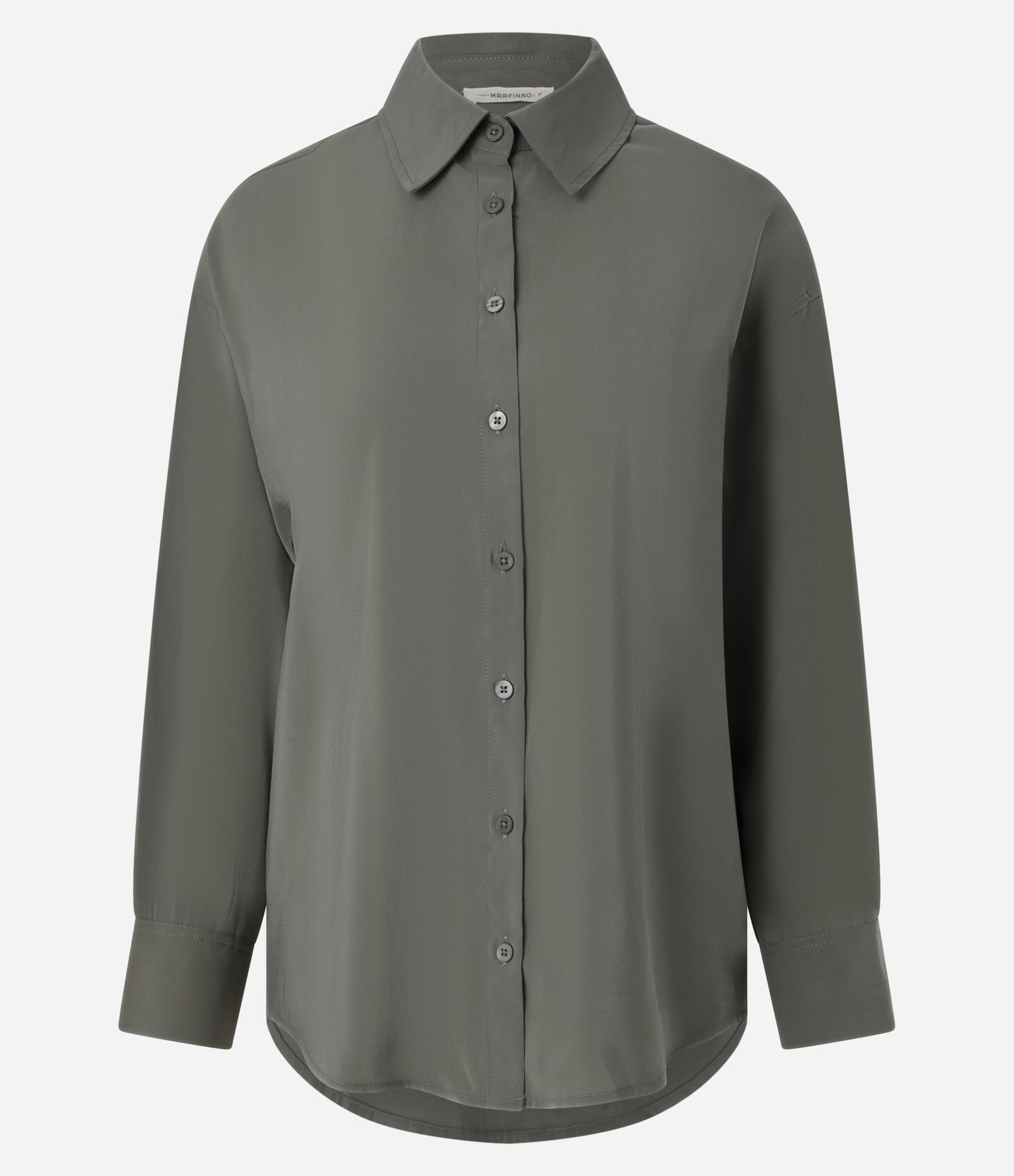 Camisa Ampla em Cupro com Abotoamento Verde 1