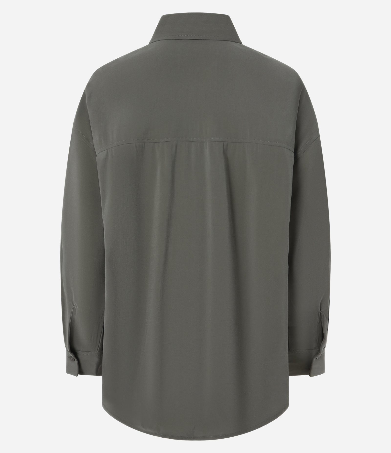 Camisa Ampla em Cupro com Abotoamento Verde 2