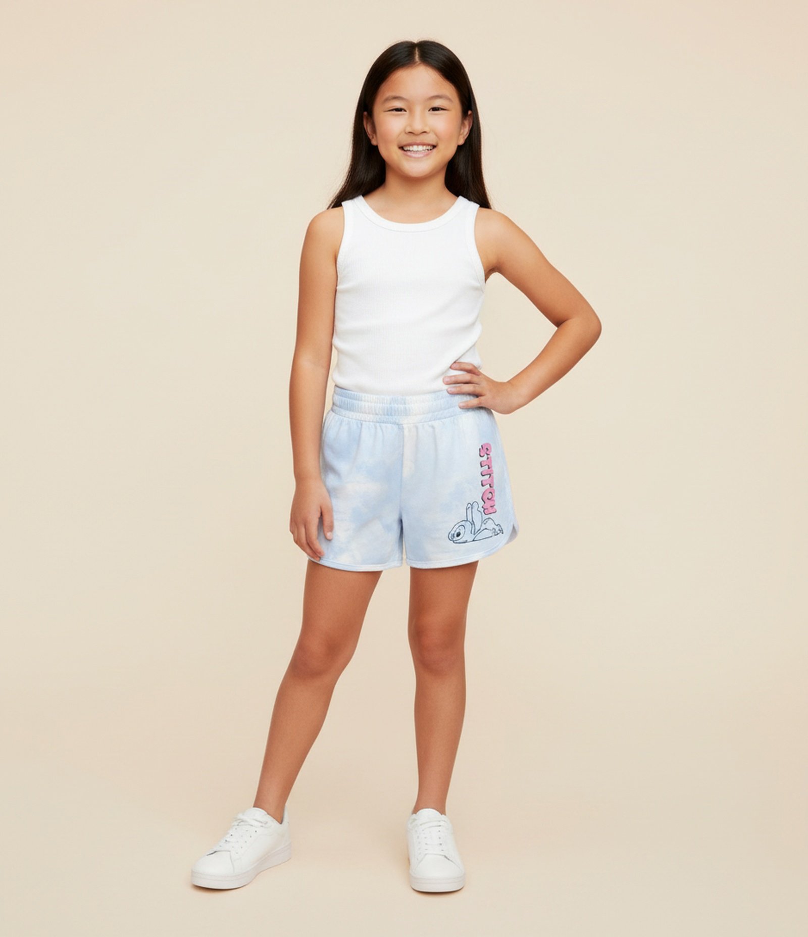 Short Runner Infantil com Estampa Tie Dye e Stitch - Tam 5 a 14 Anos Azul 1