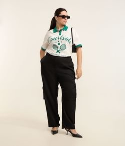 Calça Reta Alfaiataria com Bolso Cargo Curve & Plus Size