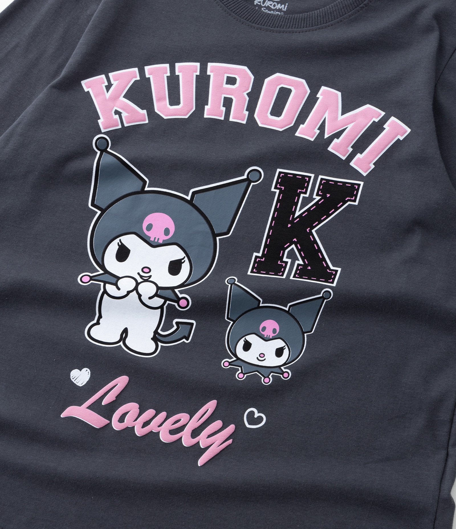 Camiseta Infantil com Estampa Kuromi - Tam 5 a 14 anos Cinza Escuro 6