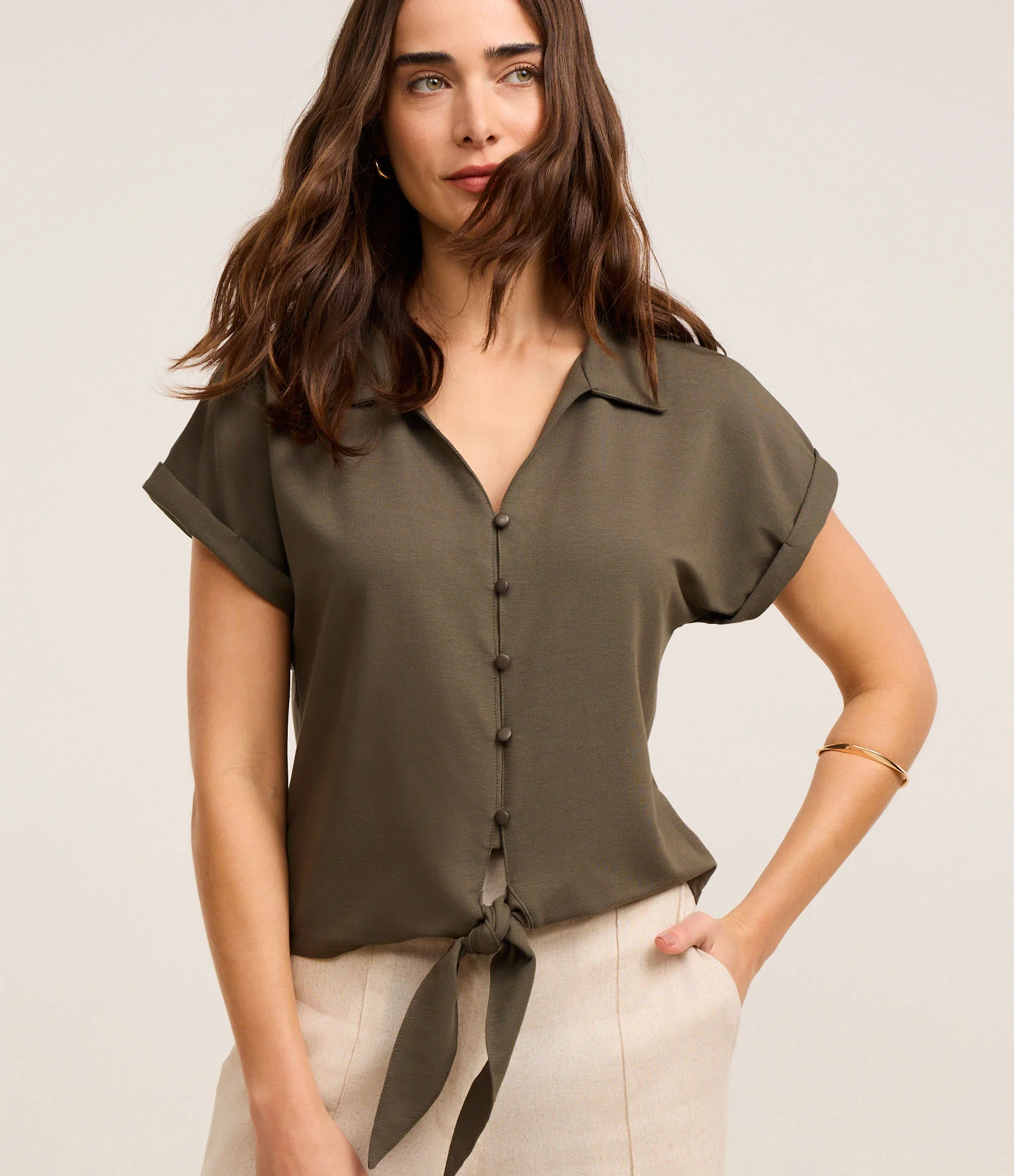 Camisa em Piquet com Amarração Laço na Barra 1