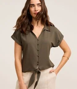 Camisa em Piquet com Amarração Laço na Barra