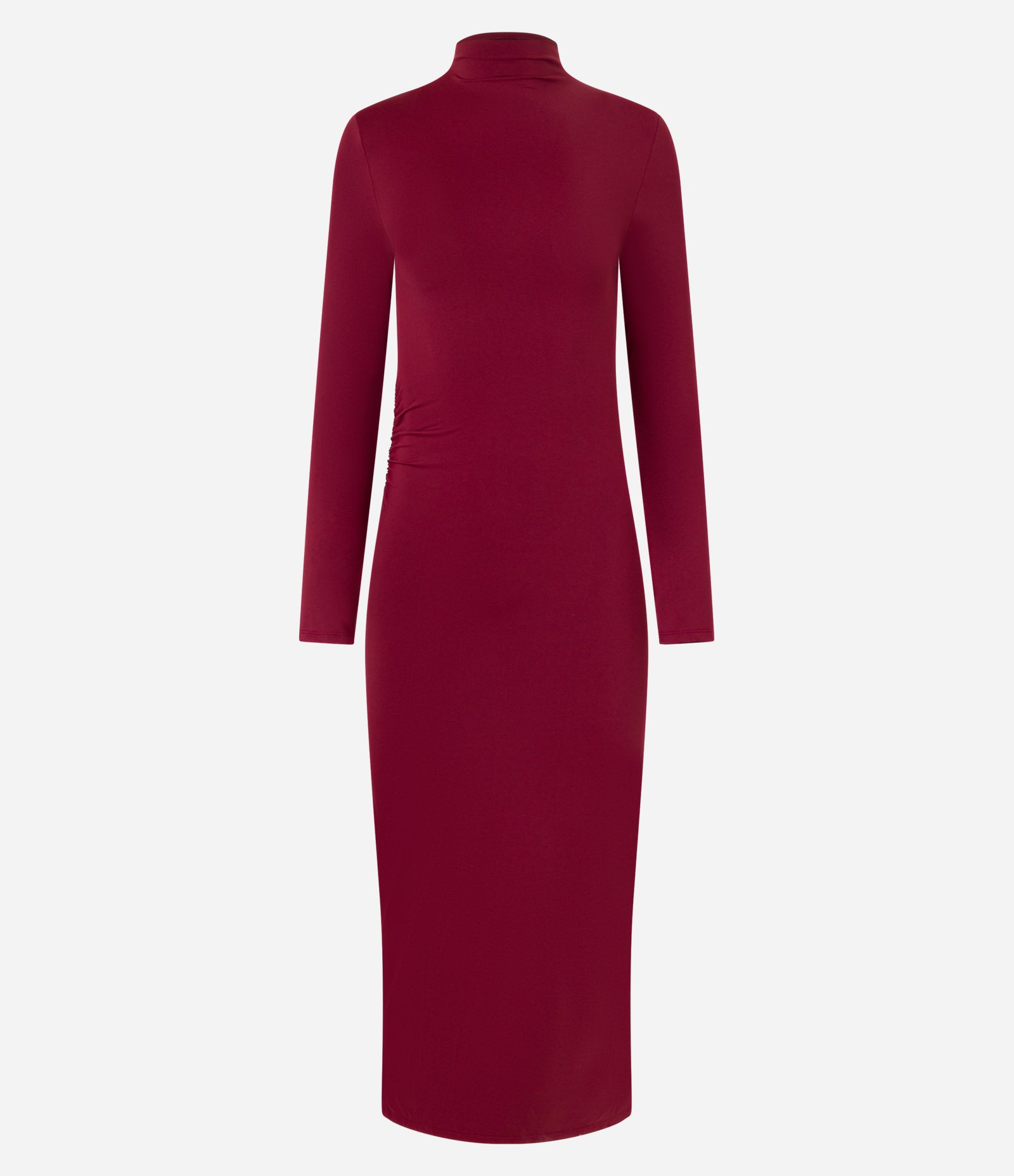 Vestido New Midi com Golinha Alta e Ombreiras Bordô 5