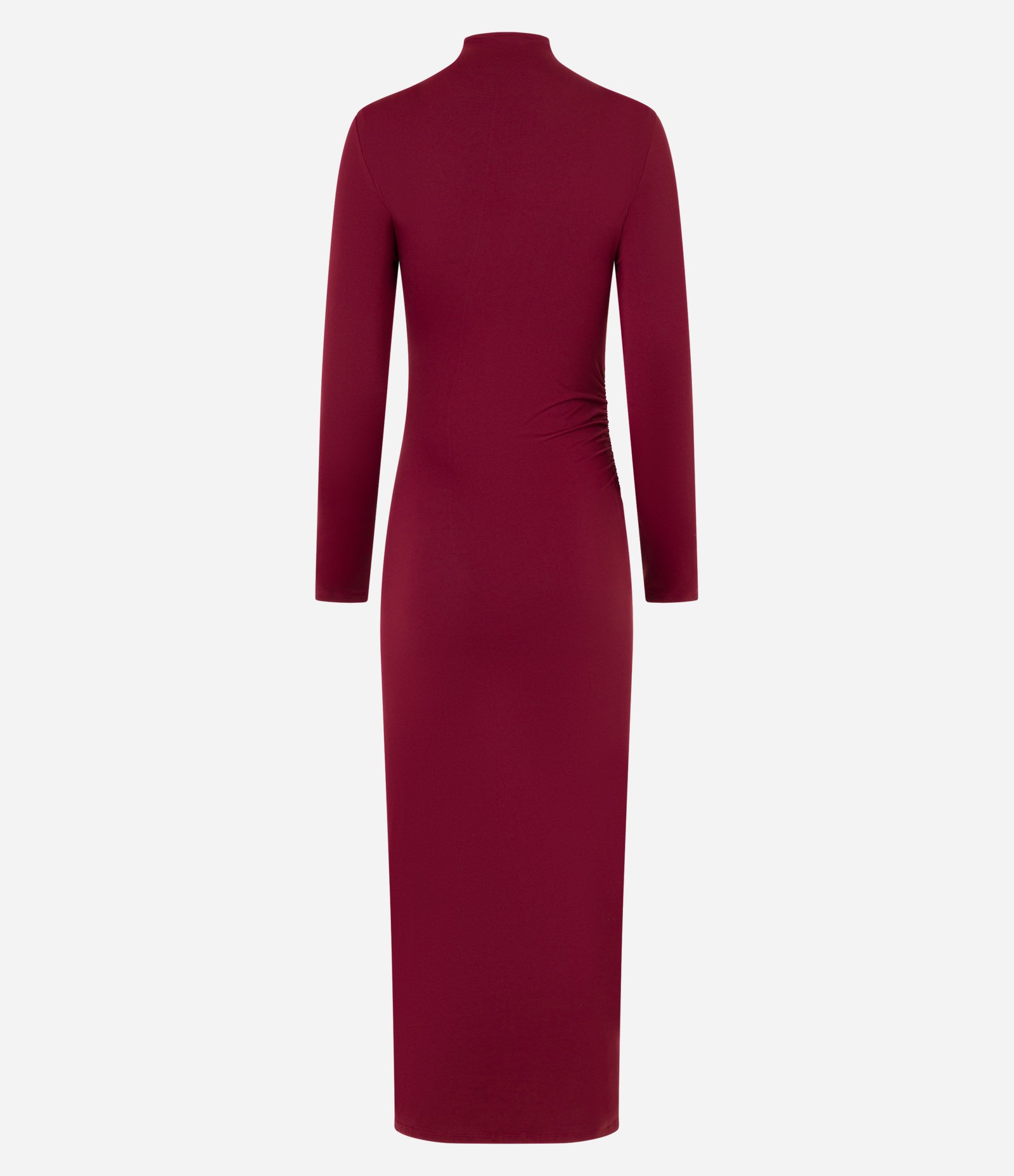 Vestido New Midi com Golinha Alta e Ombreiras Bordô 6