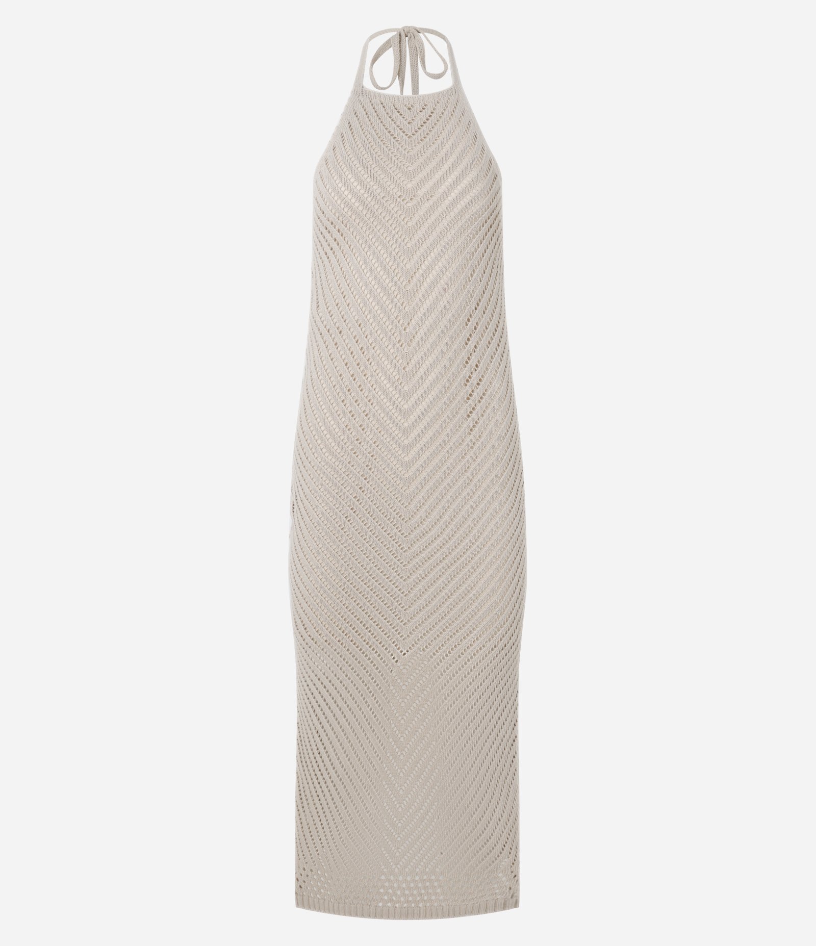 Vestido Frente Única New Midi em Tricô com Fenda nas Costas Off White 5