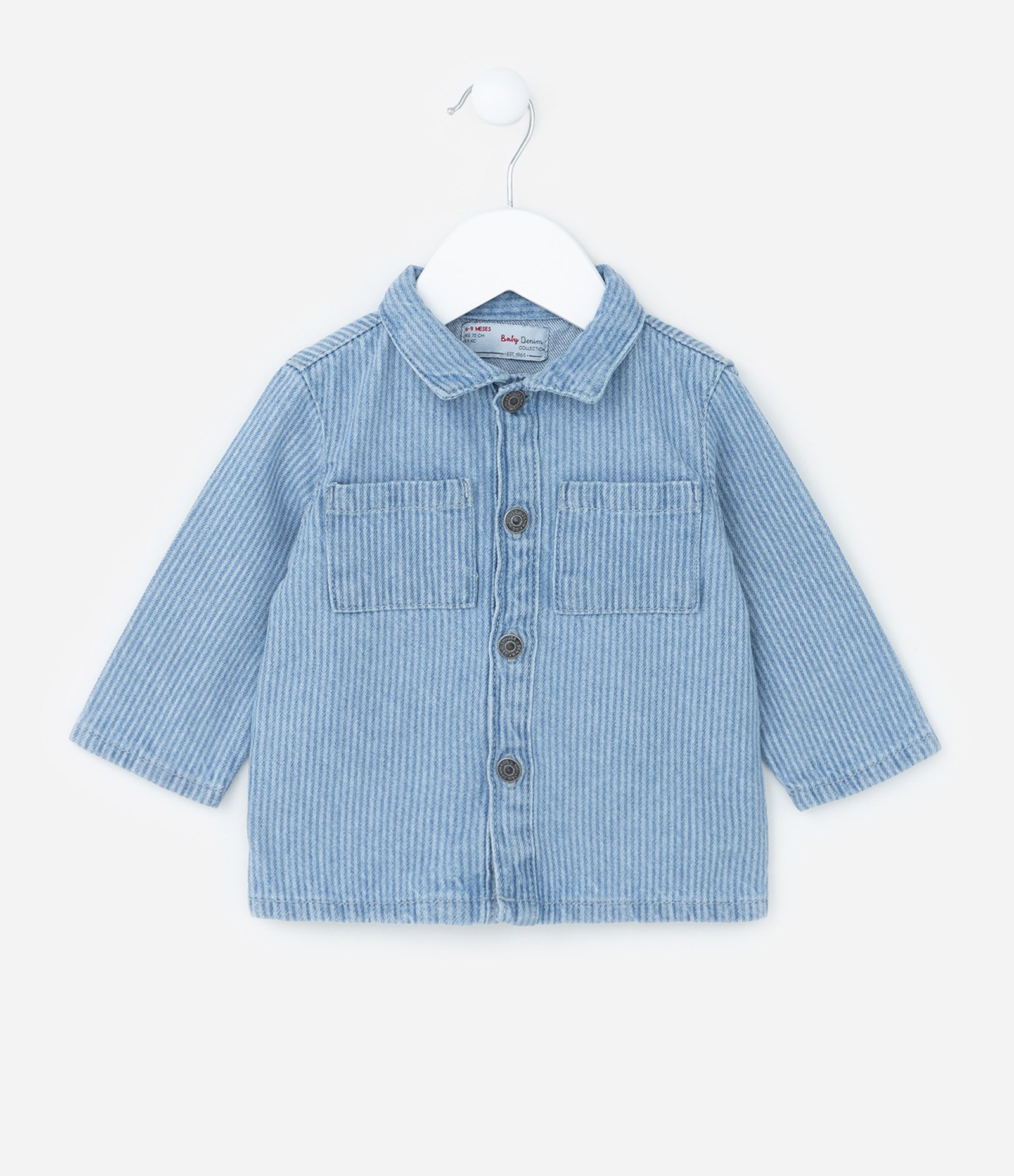 Jaqueta Infantil em Jeans com Estampa Listrada - Tam 0 a 18 meses Azul 1