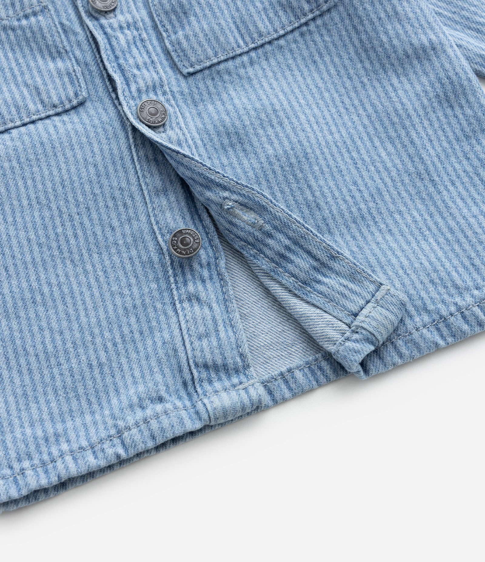 Jaqueta Infantil em Jeans com Estampa Listrada - Tam 0 a 18 meses Azul 5