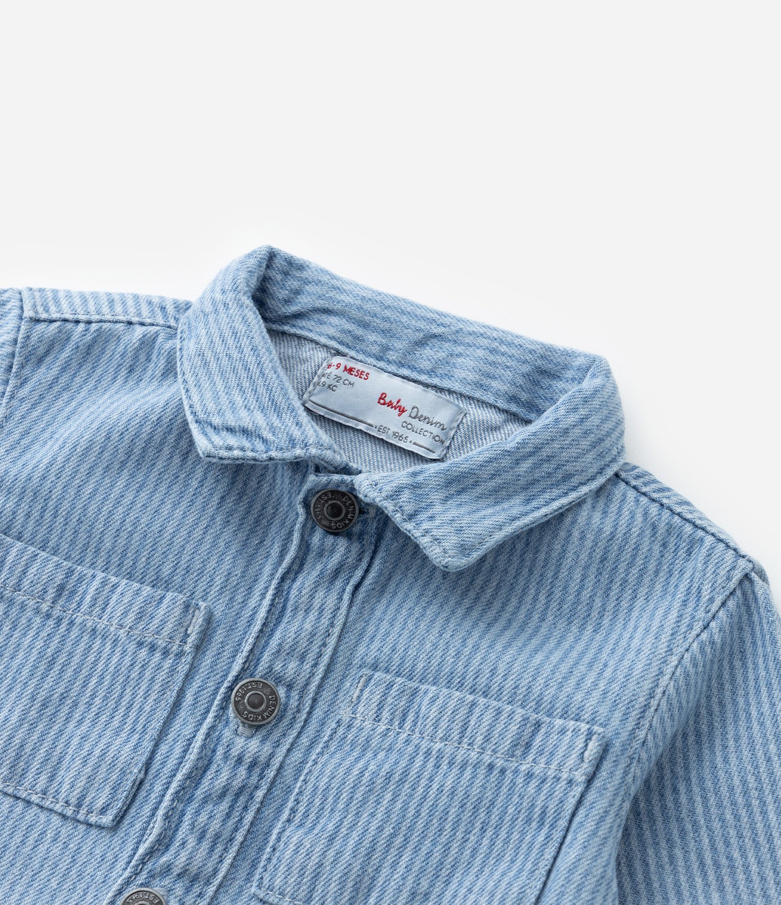 Jaqueta Infantil em Jeans com Estampa Listrada - Tam 0 a 18 meses Azul 6