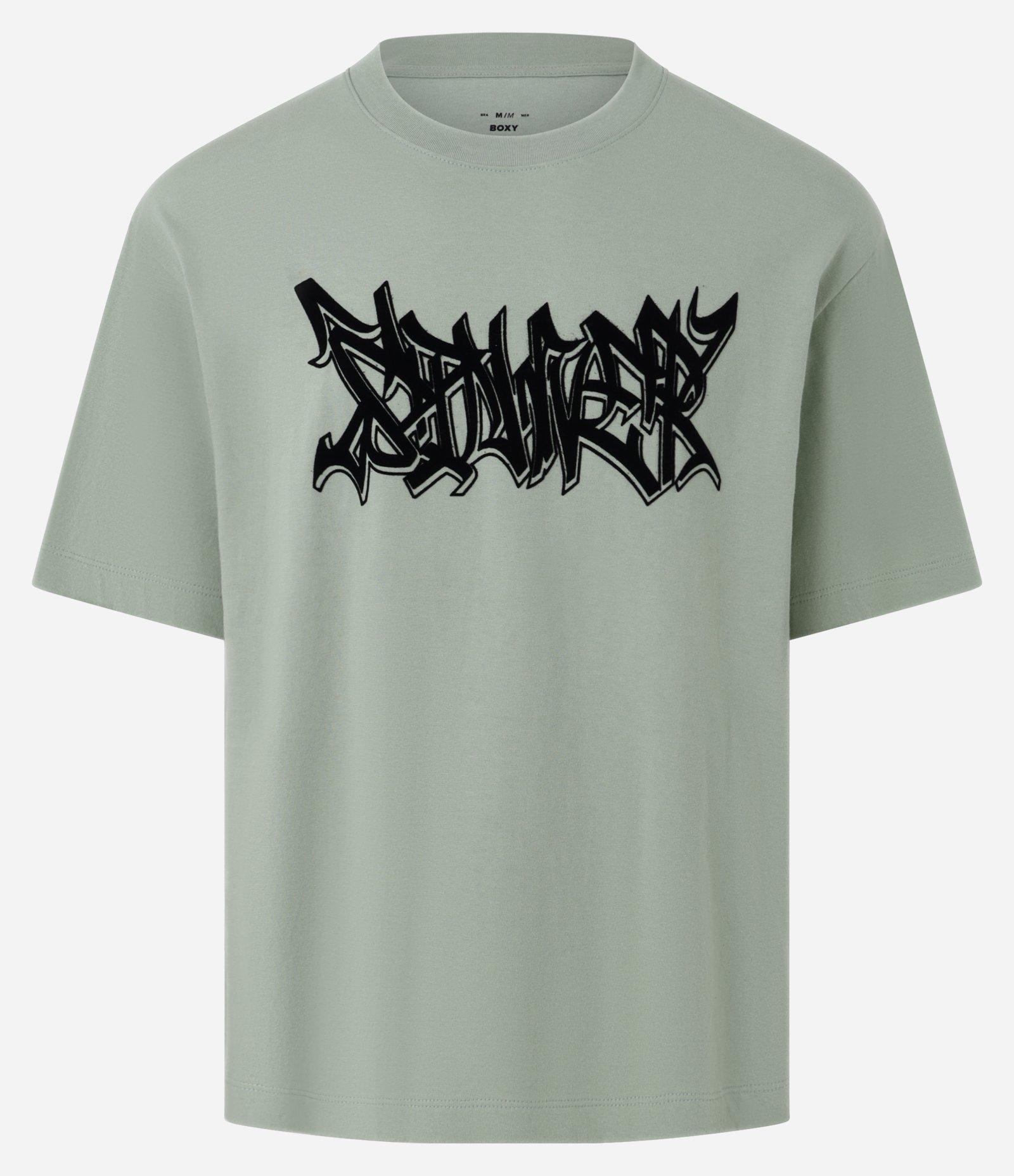 Camiseta Boxy em Malhão com Estampa Lettering Grafitti Verde 4