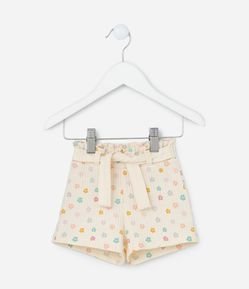 Short Infantil Canelada com Amarração na Cintura - Tam 0 a 18 meses
