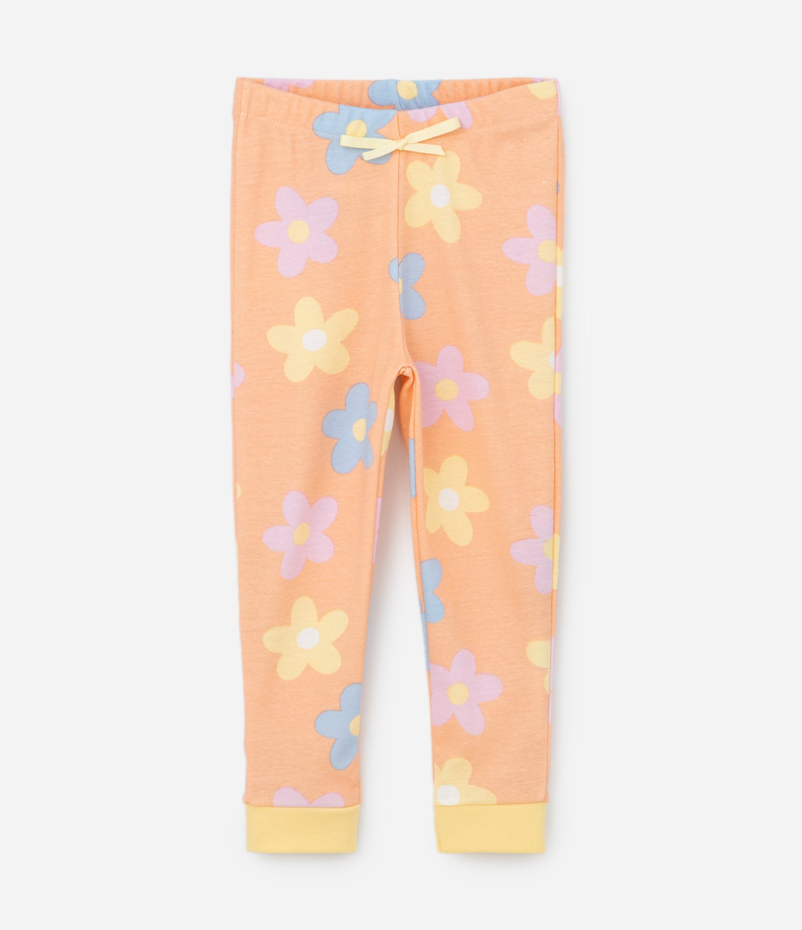 Pijama Longo Infantil com Estampa Capivara com Flores - Tam 2 a 6 Anos Amarelo/Laranja 5
