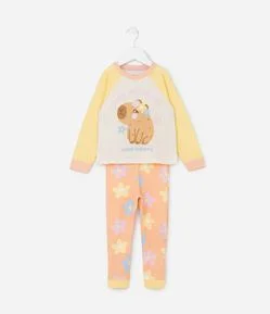 Pijama Longo Infantil com Estampa Capivara com Flores - Tam 2 a 6 Anos