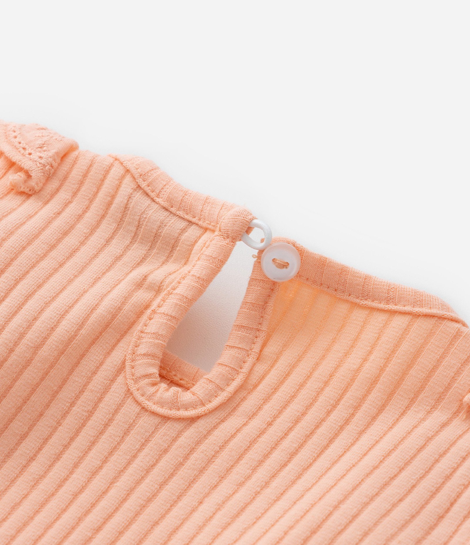 Body Infantil Canelado com Babado Broderie nas Cavas - Tam 0 a 18 meses Laranja 4