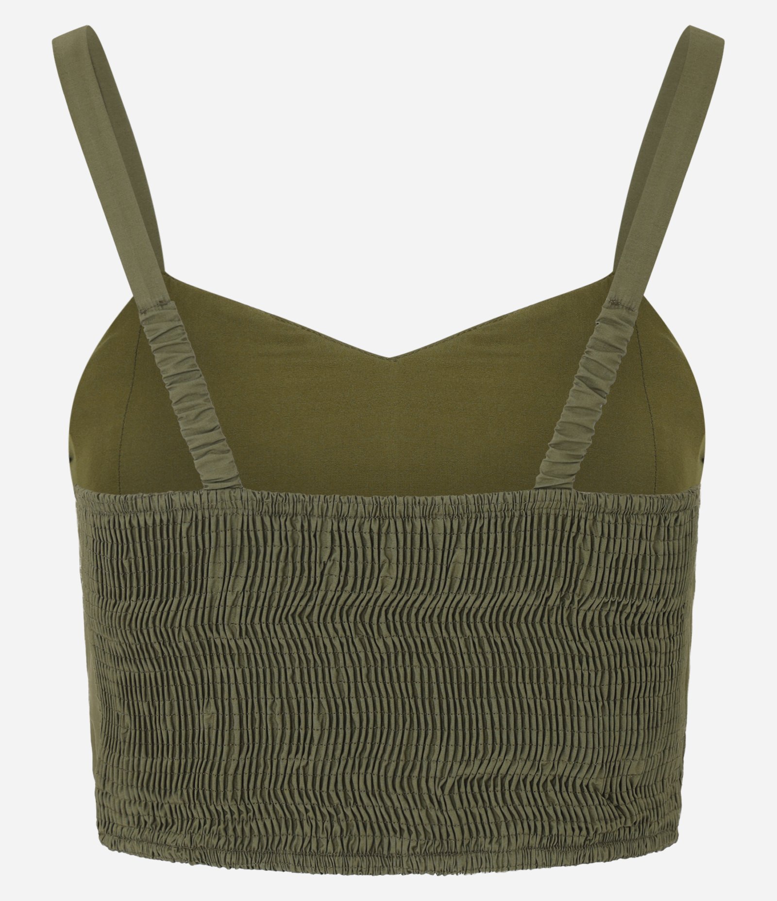 Blusa Cropped Franzida em Tricoline com Lastex Verde 6