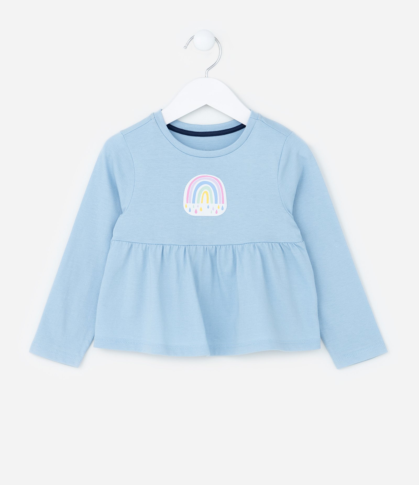 Pijama Infantil em Ribana com Estampa Arco-Íris - Tam 2 a 4 Anos Azul 2