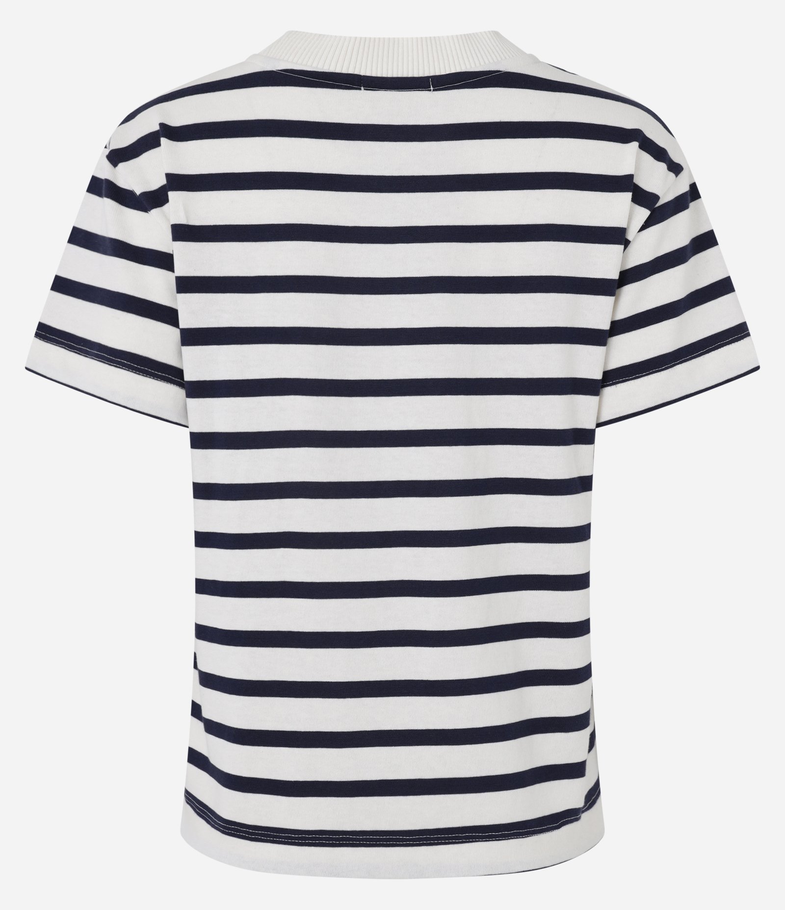 Camiseta Manga Curta em Algodão Com Listras Verticais e Gola Redonda Branco/Preto 2