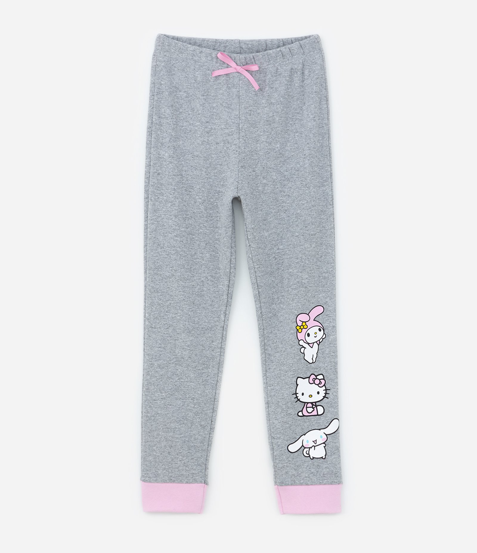 Pijama Longo Infantil com Estampa Hello Kitty e My Melody - Tam 5 a 14 Anos Cinza 6