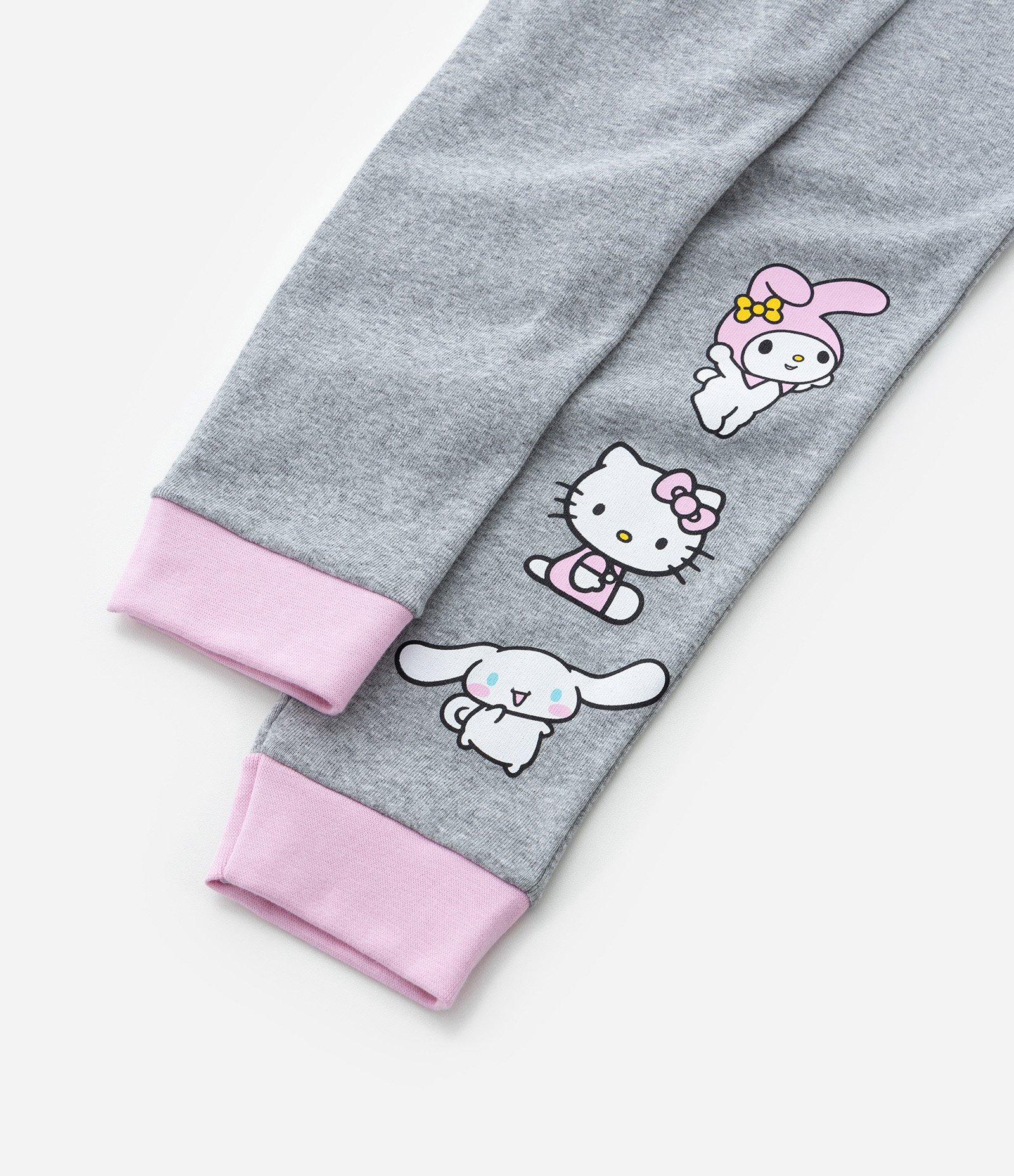 Pijama Longo Infantil com Estampa Hello Kitty e My Melody - Tam 5 a 14 Anos Cinza 7