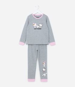 Pijama Longo Infantil com Estampa Hello Kitty e My Melody - Tam 5 a 14 Anos