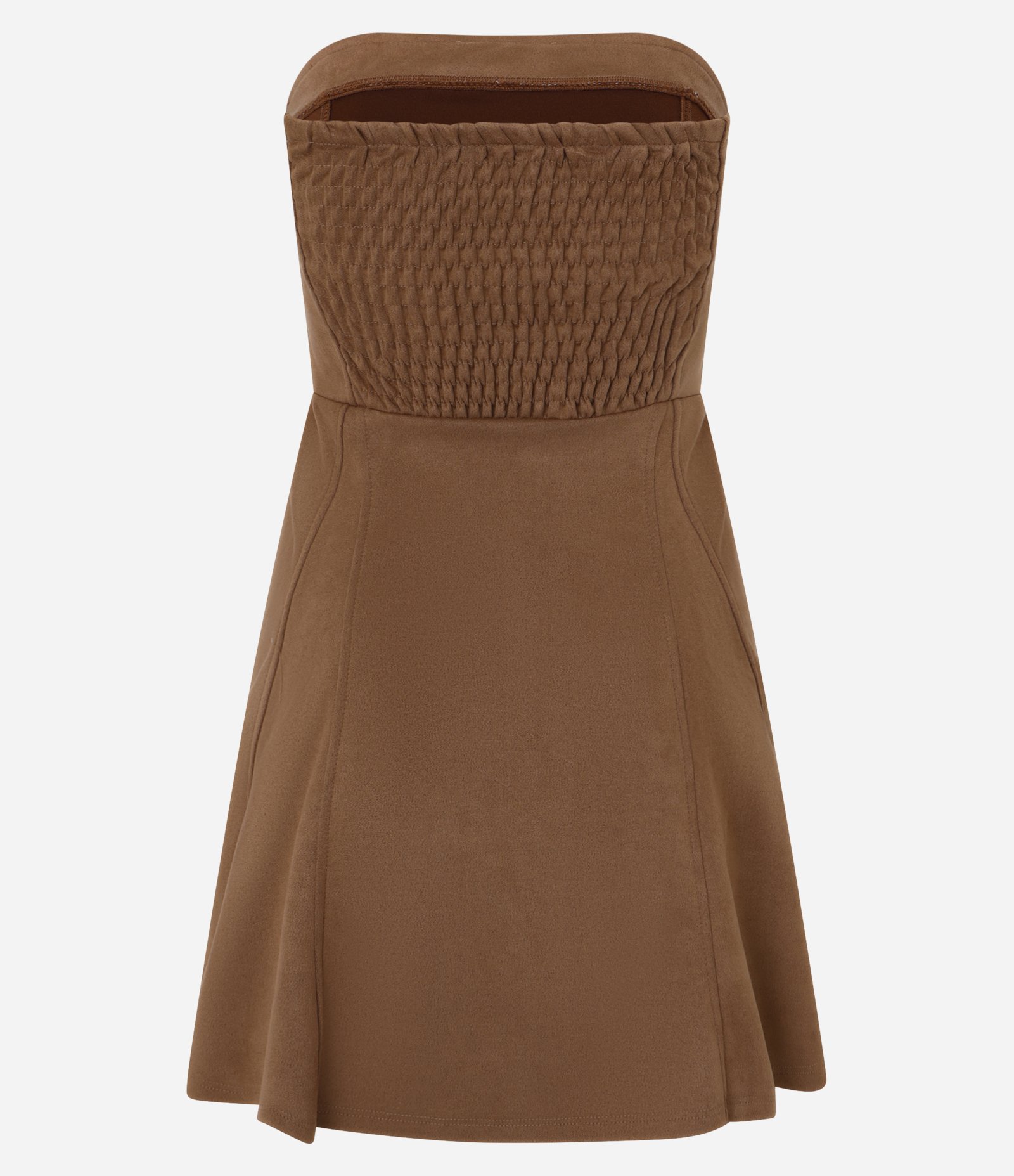 Vestido Curto em Suede Corsetado com Lastex Marrom 7