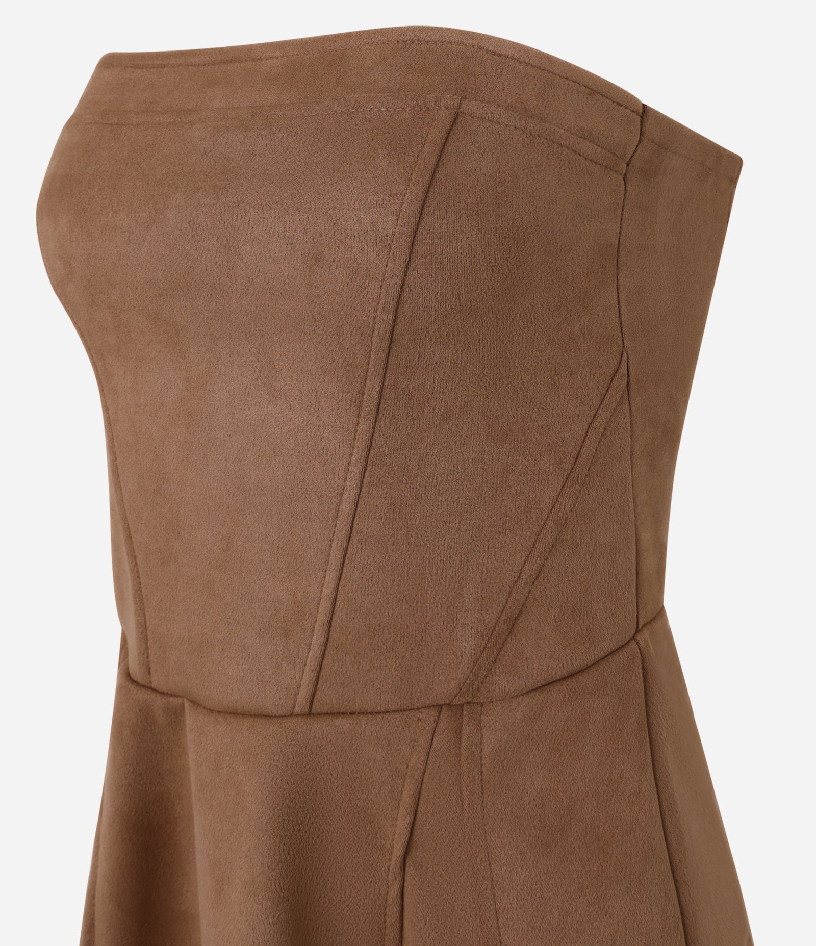 Vestido Curto em Suede Corsetado com Lastex Marrom 8