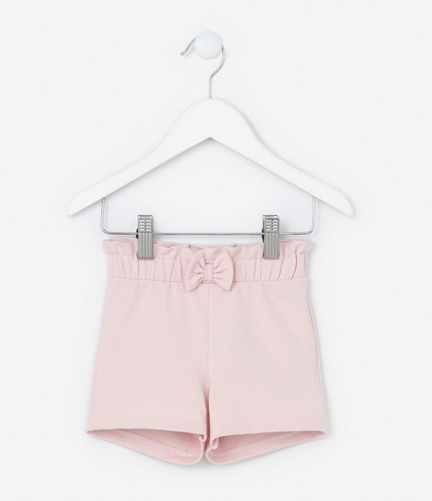Short Clochard Infantil em Moletom com Laço - Tam 0 a 18 meses