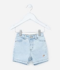 Bermuda Jeans Infantil com Patch de Cachorrinho - Tam 0 a 18 meses