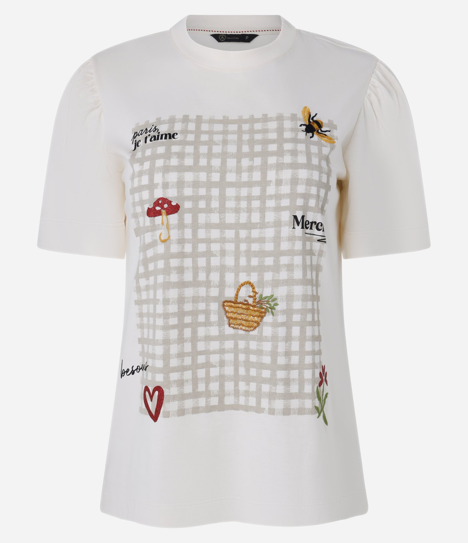 Camiseta Slim em Algodão Estampa Doodles Piquenique Branco 4