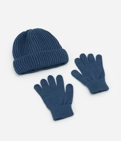 Conjunto Infantil de Gorro e Luva em Tricô - Tam Único