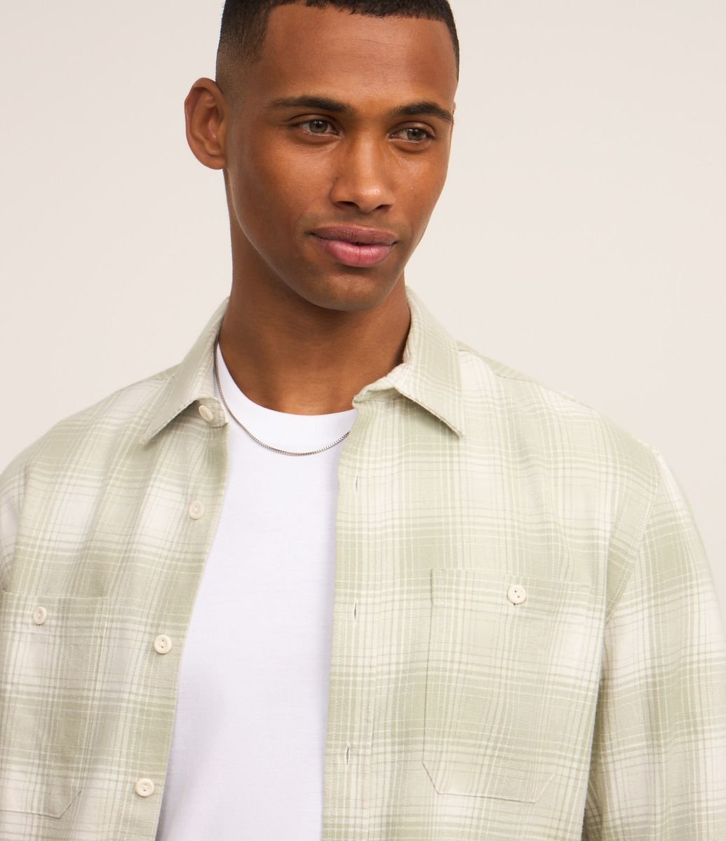 Camisa Comfort em Flanela com Estampa Xadrez Verde