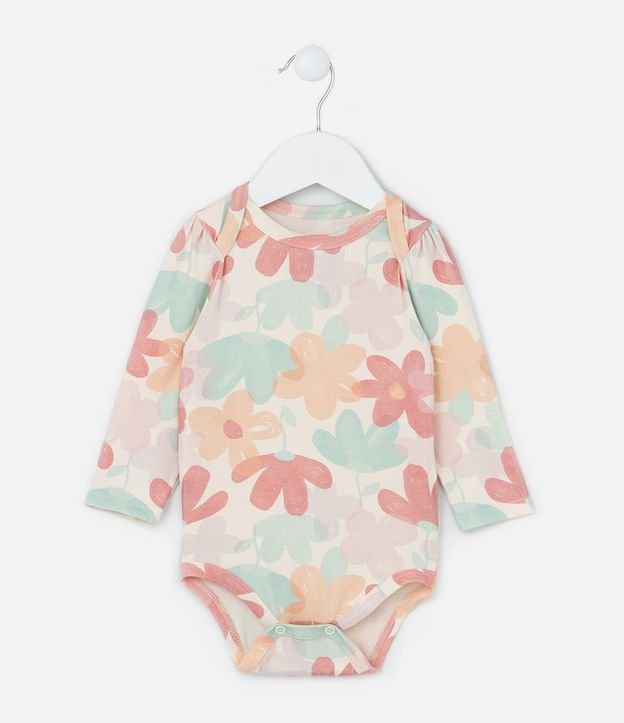 Body Infantil com Estampa Floral - Tam 0 a 24 meses