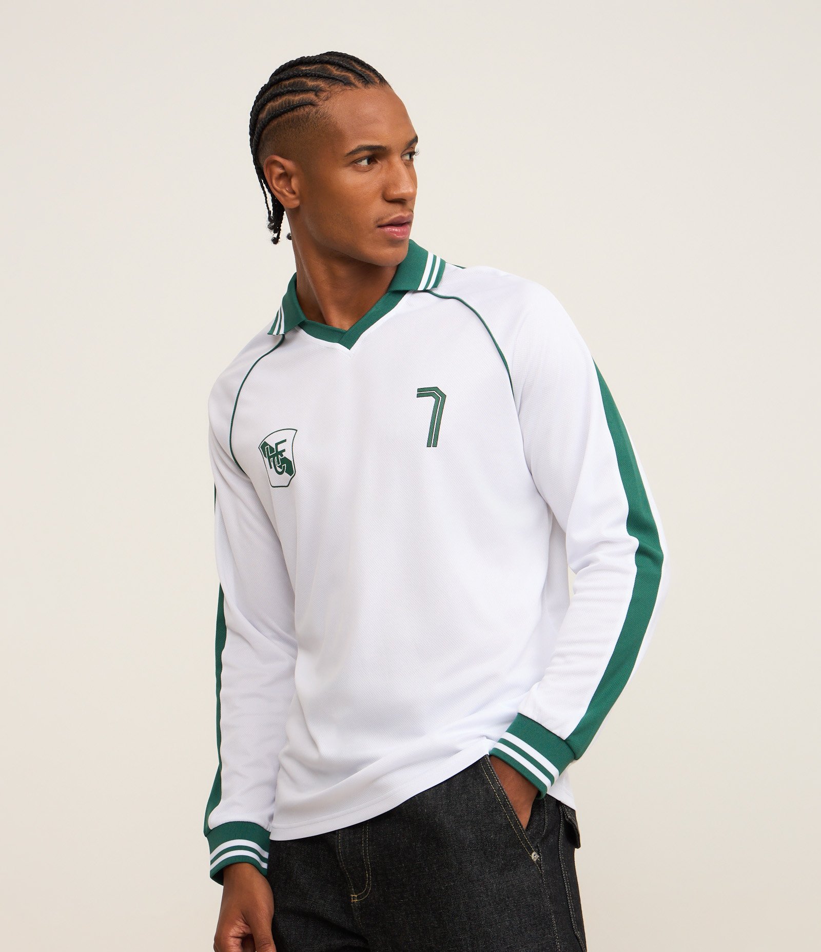 Camiseta de Futebol Esportiva em Tecnologia Dry com Gola Polo Branco 1